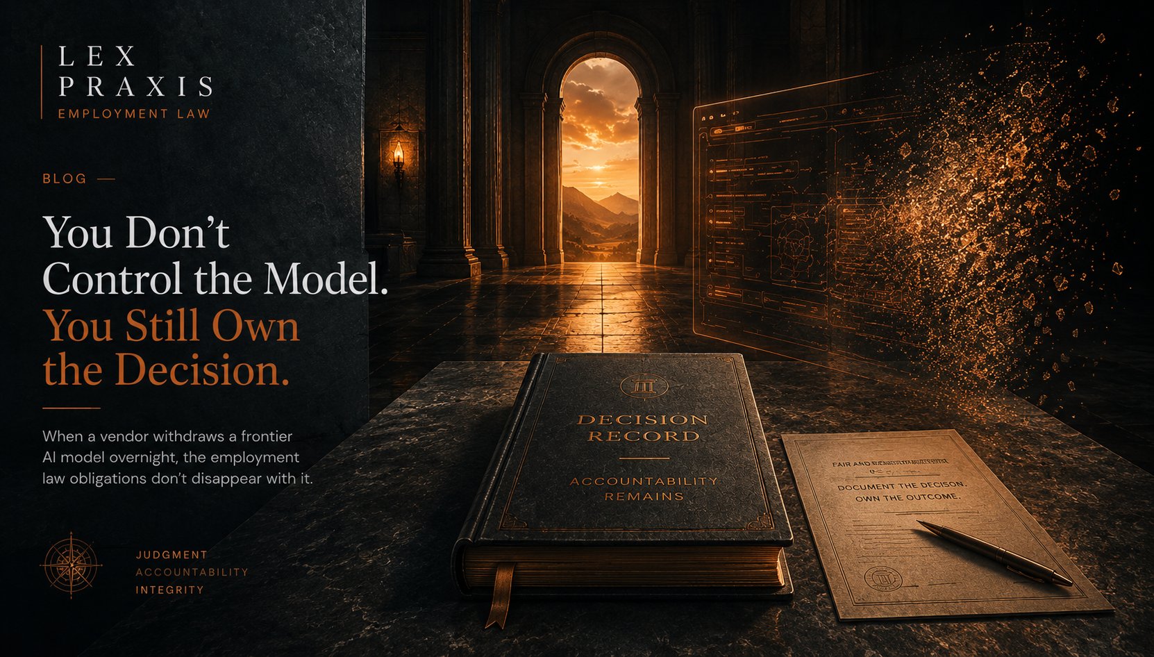 You Don't Control the Model. You Still Own the Decision. — Lex Praxis AI Governance Series